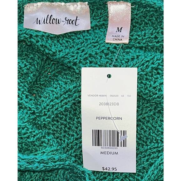 NWT Willow & Root Off the Shoulder Open Weave Cable Knit Dolman Sweater M - Picture 6 of 7